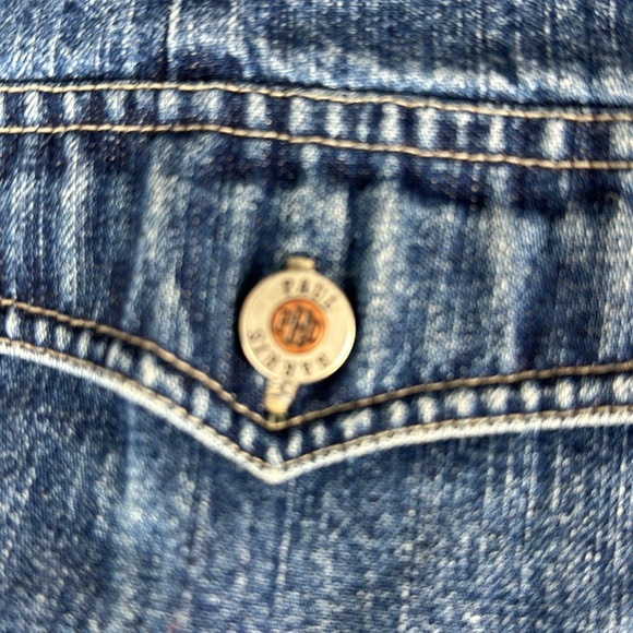 Vtg Paul Harris Denim Full Zip  pockets Vest denim on denim utility - Picture 9 of 9